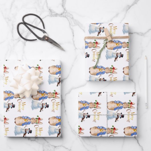 Peter der Kaninchen mit Weihnachtsmannmütze Geschenkpapier Set (Vorderseite)
