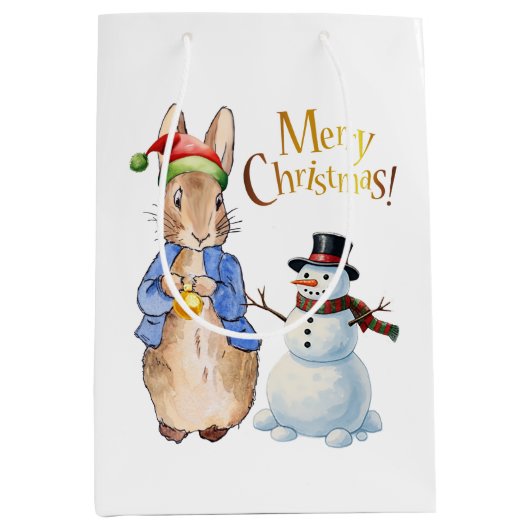 Peter der Kaninchen mit Weihnachtsmannmütze Mittlere Geschenktüte (Vorderseite)