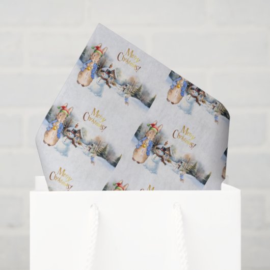 Peter der Kaninchen mit Weihnachtsmannmütze Seidenpapier (Geschenktüte)