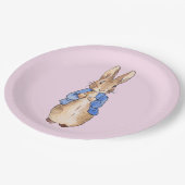 Peter der Kaninchen Rosa Hintergrundpapier Platte Pappteller (Schrägansicht)