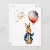 Peter der Kaninchen roter Ballon Danke Postkarte (Vorne/Hinten)