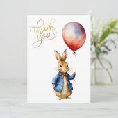 Peter der Kaninchen roter Ballon Dankeskarte (Stehend Vorderseite)