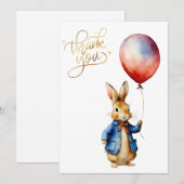 Peter der Kaninchen roter Ballon Dankeskarte (Vorne/Hinten)