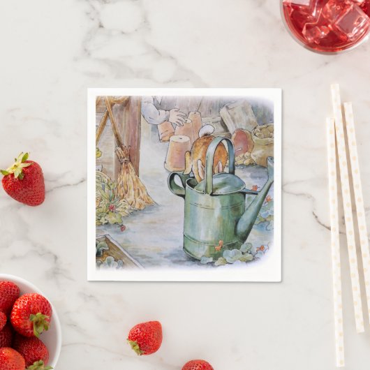 Peter der Kaninchen springt in eine Wasserdose Serviette (Beispiel)