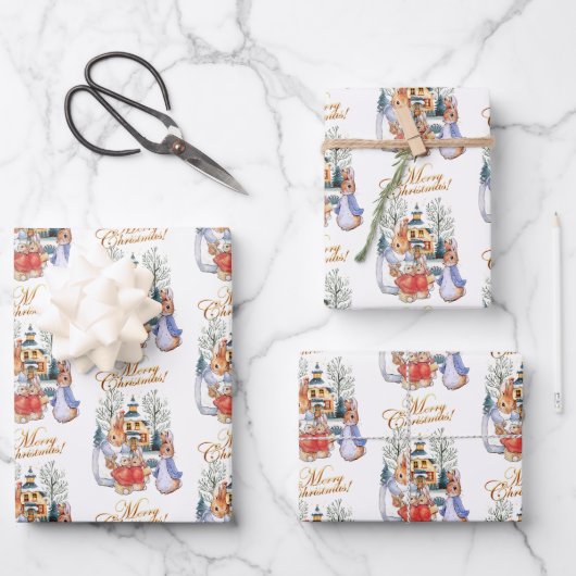 Peter der Kaninchen Weihnachts-Shopping Geschenkpapier Set (Vorderseite)