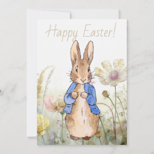 Peter der Kaninchen Wildblumen Glücklich Ostern Feiertagskarte