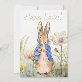 Peter der Kaninchen Wildblumen Glücklich Ostern Feiertagskarte