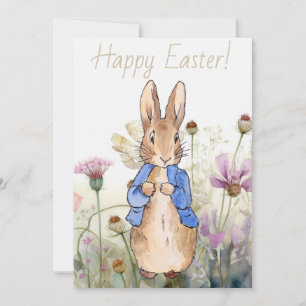 Peter der Kaninchen Wildblumen Glücklich Ostern Feiertagskarte