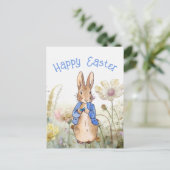 Peter der Kaninchen Wildblumen Glücklich Ostern Postkarte (Stehend Vorderseite)