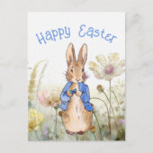 Peter der Kaninchen Wildblumen Glücklich Ostern Postkarte (Vorderseite)
