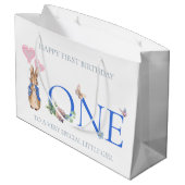 Peter der Kaninchenballons 1. Geburtstag Große Geschenktüte (Rückseite Schrägansicht)