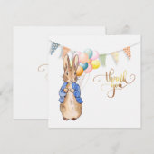 Peter der Kaninchenballons und bunte Fahnen Dankeskarte (Vorne/Hinten)
