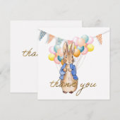 Peter der Kaninchenballons und bunte Fahnen Dankeskarte (Vorne/Hinten)