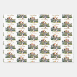 Peter der Kaninchenballons zum ersten Geburtstag Geschenkpapier Set