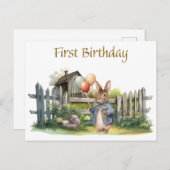 Peter der Kaninchenballons zum ersten Geburtstag Postkarte (Vorne/Hinten)