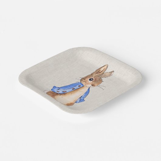 Peter der Kaninchenleinenhintergrund Pappteller (Gewinkelt)