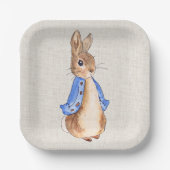Peter der Kaninchenleinenhintergrund Pappteller (Vorderseite)