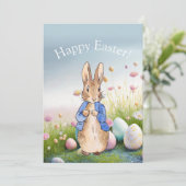 Peter der Osterhase glücklich Ostern Feiertagskarte (Stehend Vorderseite)