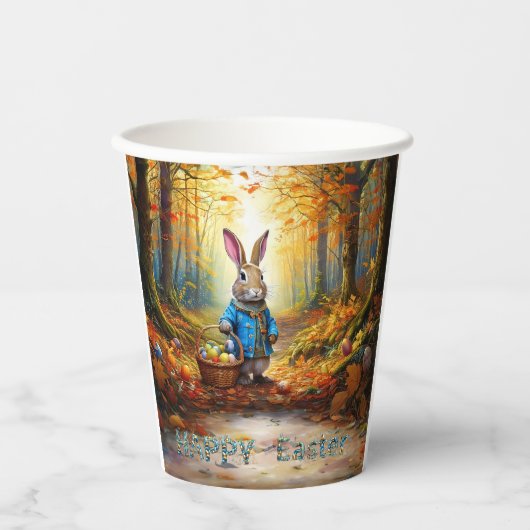 Peter der Osterhase mit Eierkörbchen Pappbecher (Vorderseite)