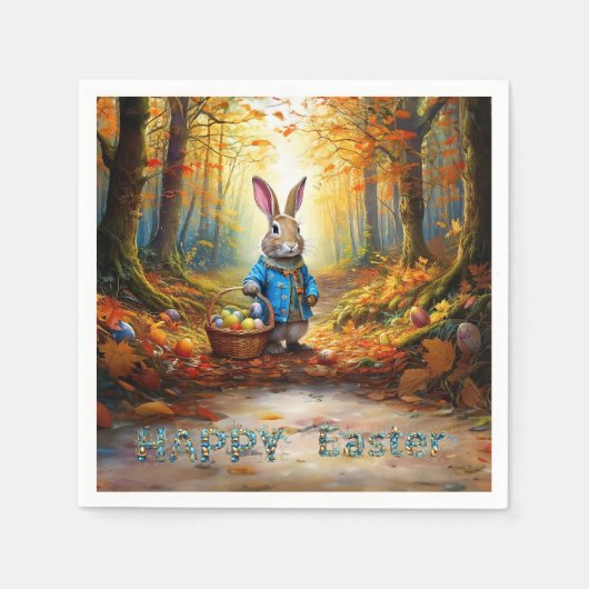 Peter der Osterhase mit Eierkörbchen Serviette (Vorderseite)