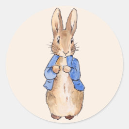Peter der Rabbit-Beige-Hintergrund Runder Aufkleber