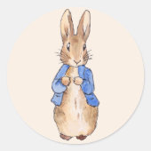 Peter der Rabbit-Beige-Hintergrund Runder Aufkleber (Vorderseite)