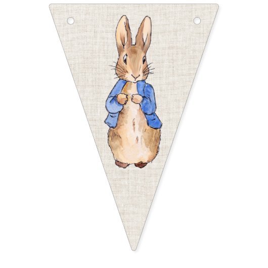Peter der Rabbit beige Leinen texturiert Hintergru Wimpelkette (Erste Fahne)