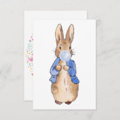 Peter der Rabbit bläst blauer Kaugummi Dankeskarte (Vorne/Hinten)