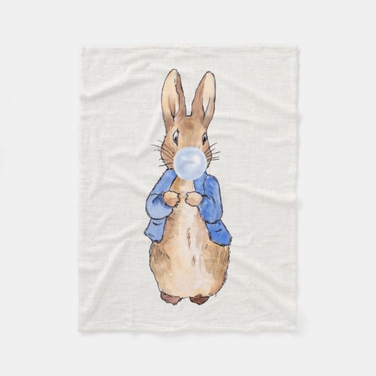 Peter der Rabbit bläst blauer Kaugummi Fleecedecke (Vorderseite)