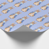 Peter der Rabbit bläst blauer Kaugummi Geschenkpapier (Ecke)