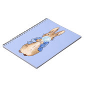Peter der Rabbit bläst blauer Kaugummi Notizblock (Linke Seite)