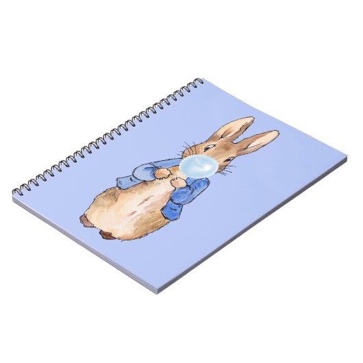 Peter der Rabbit bläst blauer Kaugummi Notizblock (Linke Seite)
