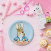 Peter der Rabbit bläst ein blaues Blasen-Kaugummi Pappteller (Party)
