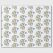 Peter der Rabbit Blue Birthday Balloon Geschenkpapier (Flach)