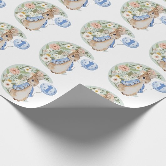 Peter der Rabbit Blue Birthday Balloon Geschenkpapier (Ecke)