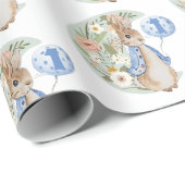 Peter der Rabbit Blue Birthday Balloon Geschenkpapier (Rolleneckpunkt)