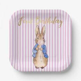 Peter der Rabbit blühende rosa Blase Kaugummi Pappteller