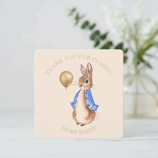 Peter der Rabbit Danke, dass du zu meinem Party ge Dankeskarte (Stehend Vorderseite)