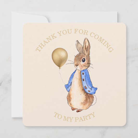 Peter der Rabbit Danke, dass du zu meinem Party ge Dankeskarte (Vorderseite)