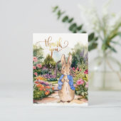 Peter der Rabbit in seinem Garten Danke Postkarte (Stehend Vorderseite)