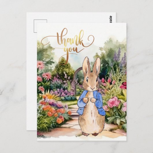 Peter der Rabbit in seinem Garten Danke Postkarte (Vorne/Hinten)