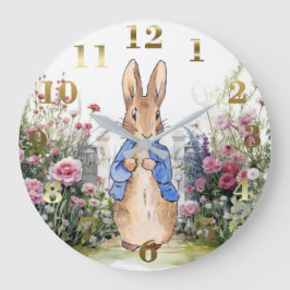 Peter der Rabbit in seinem Garten Nr. 2 Große Wanduhr