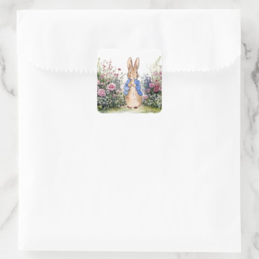 Peter der Rabbit in seinem Garten Nr. 2 Quadratischer Aufkleber (Tasche)