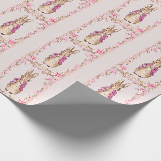 Peter der Rabbit Pink Jacke Blumenrahmen Geschenkpapier (Ecke)