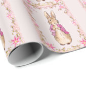Peter der Rabbit Pink Jacke Blumenrahmen Geschenkpapier (Rolleneckpunkt)