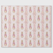 Peter der Rabbit Pink Jacke Blumenrahmen Geschenkpapier (Flach)