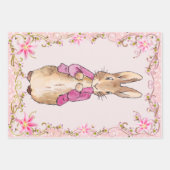 Peter der Rabbit Pink Jacke Blumenrahmen Geschenkpapier Set (Vorderseite 3)