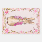 Peter der Rabbit Pink Jacke Blumenrahmen Geschenkpapier Set (Vorderseite 2)