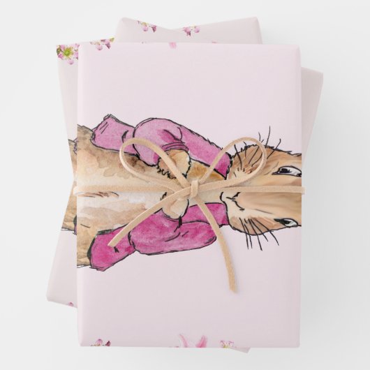 Peter der Rabbit Pink Jacke Blumenrahmen Geschenkpapier Set (Beispiel)