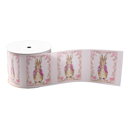 Peter der Rabbit Pink Jacke Blumenrahmen Ripsband (Spule)